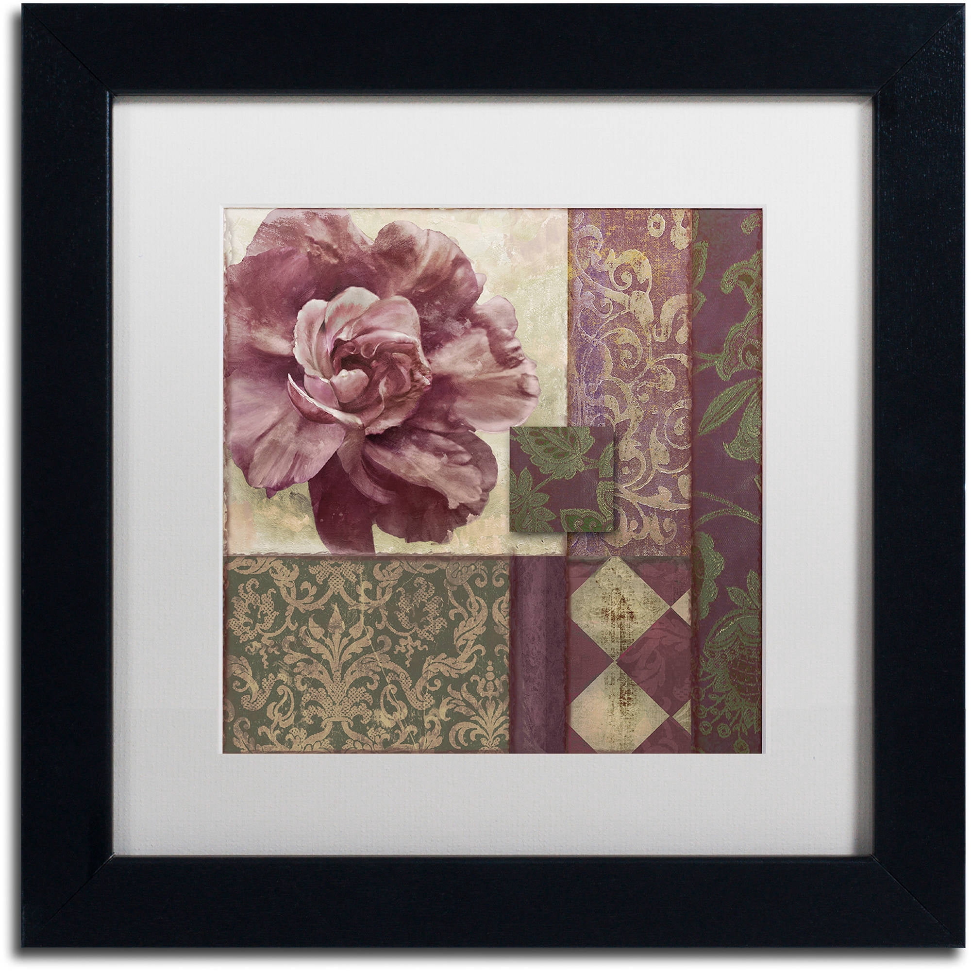 Trademark Fine Art "Patch Work Brocade I" Canvas Art by Color Bakery White Matte, Black Frame