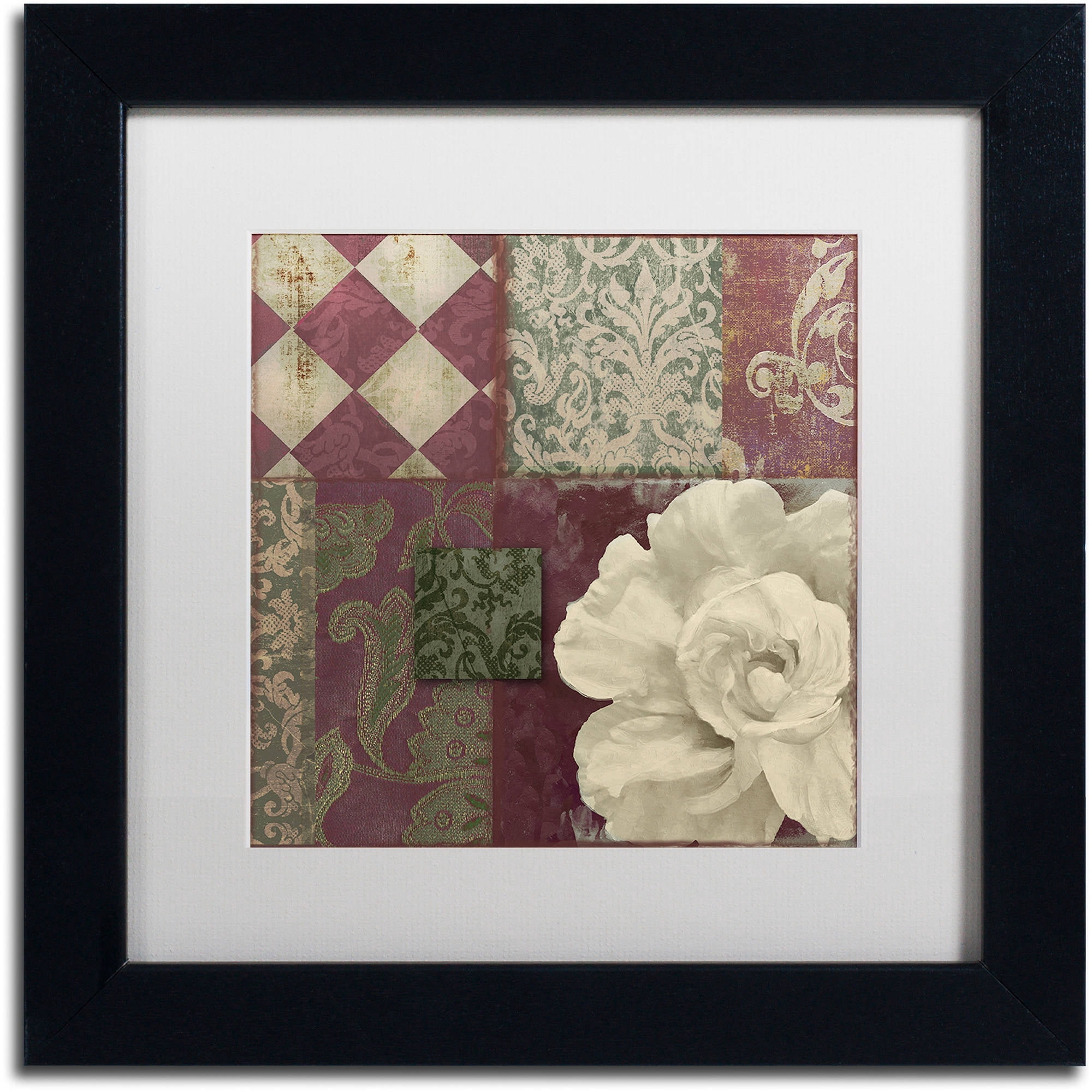 Trademark Fine Art "Patch Work Brocade II" Canvas Art by Color Bakery White Matte, Black Frame