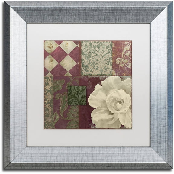 Trademark Fine Art "Patch Work Brocade II" Canvas Art by Color Bakery White Matte, Silver Frame