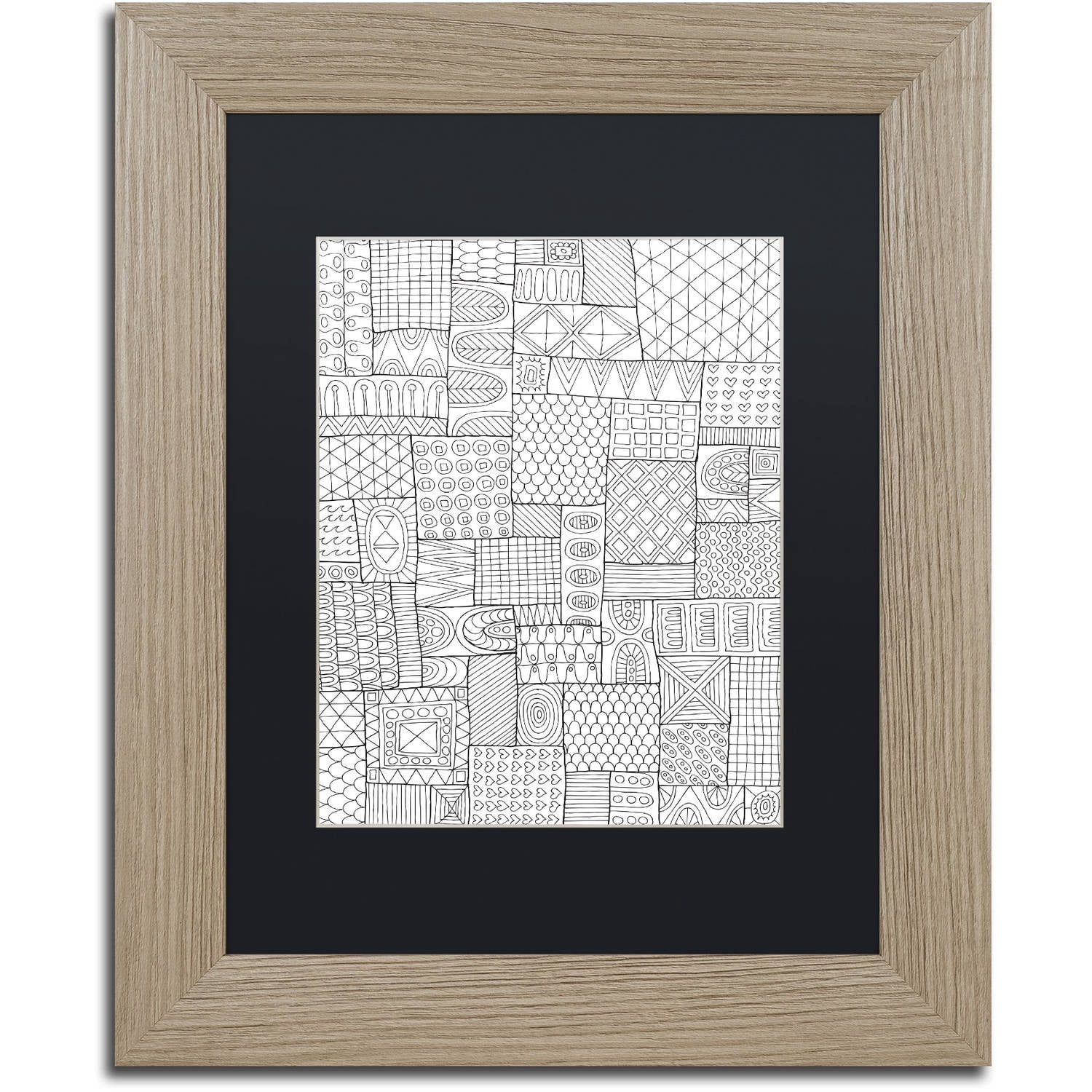 Trademark Fine Art "Patchworked" Canvas Art by Hello Angel, Black Matte, Birch Frame