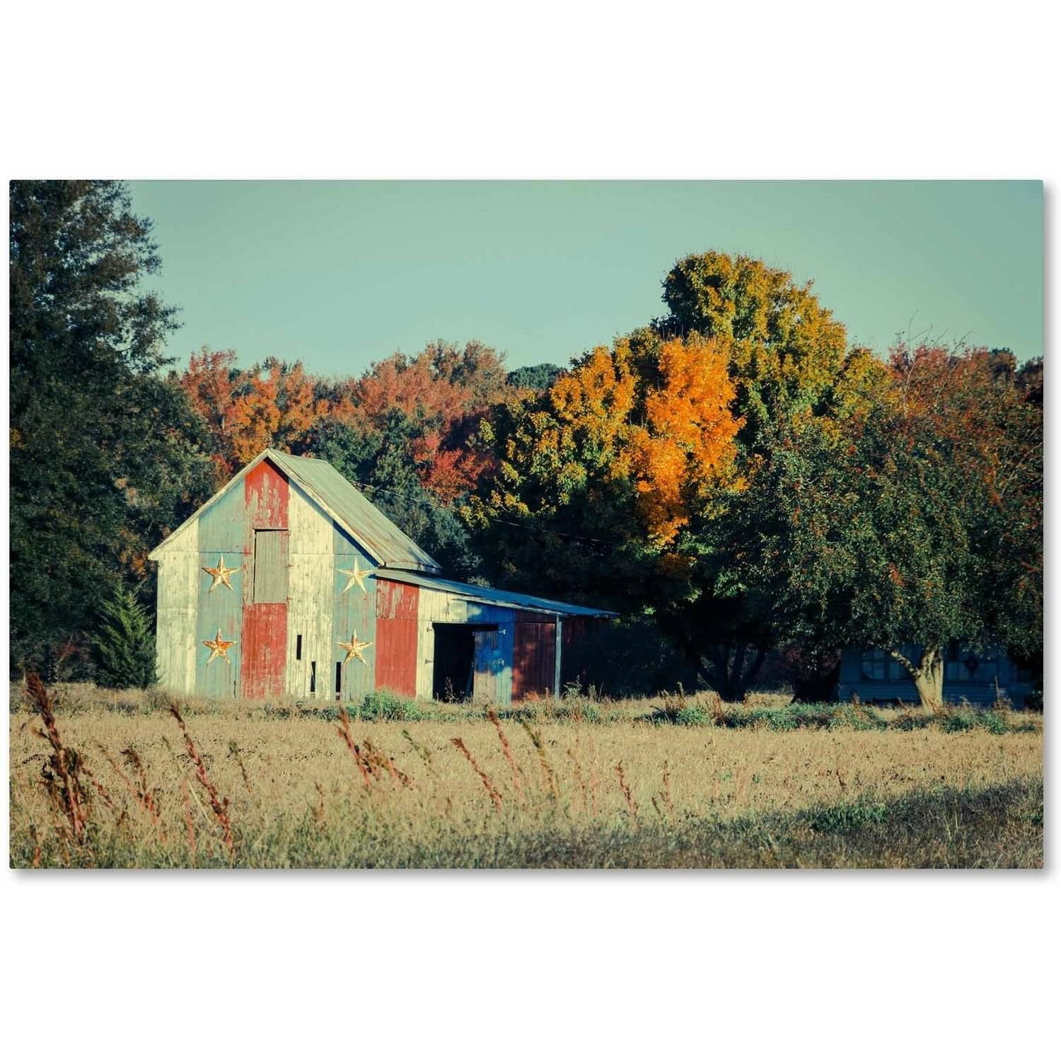 Trademark Fine Art 'Patriotic Barn in Field' Canvas Art by PIPA Fine Art