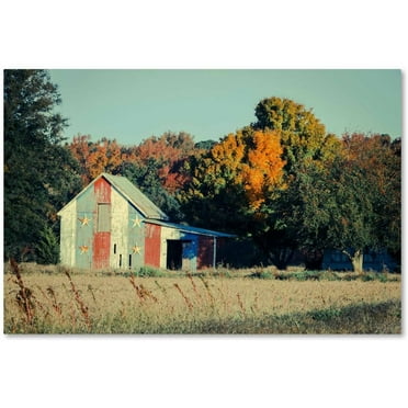 Trademark Fine Art 'Patriotic Barn in Field' Canvas Art by PIPA Fine Art