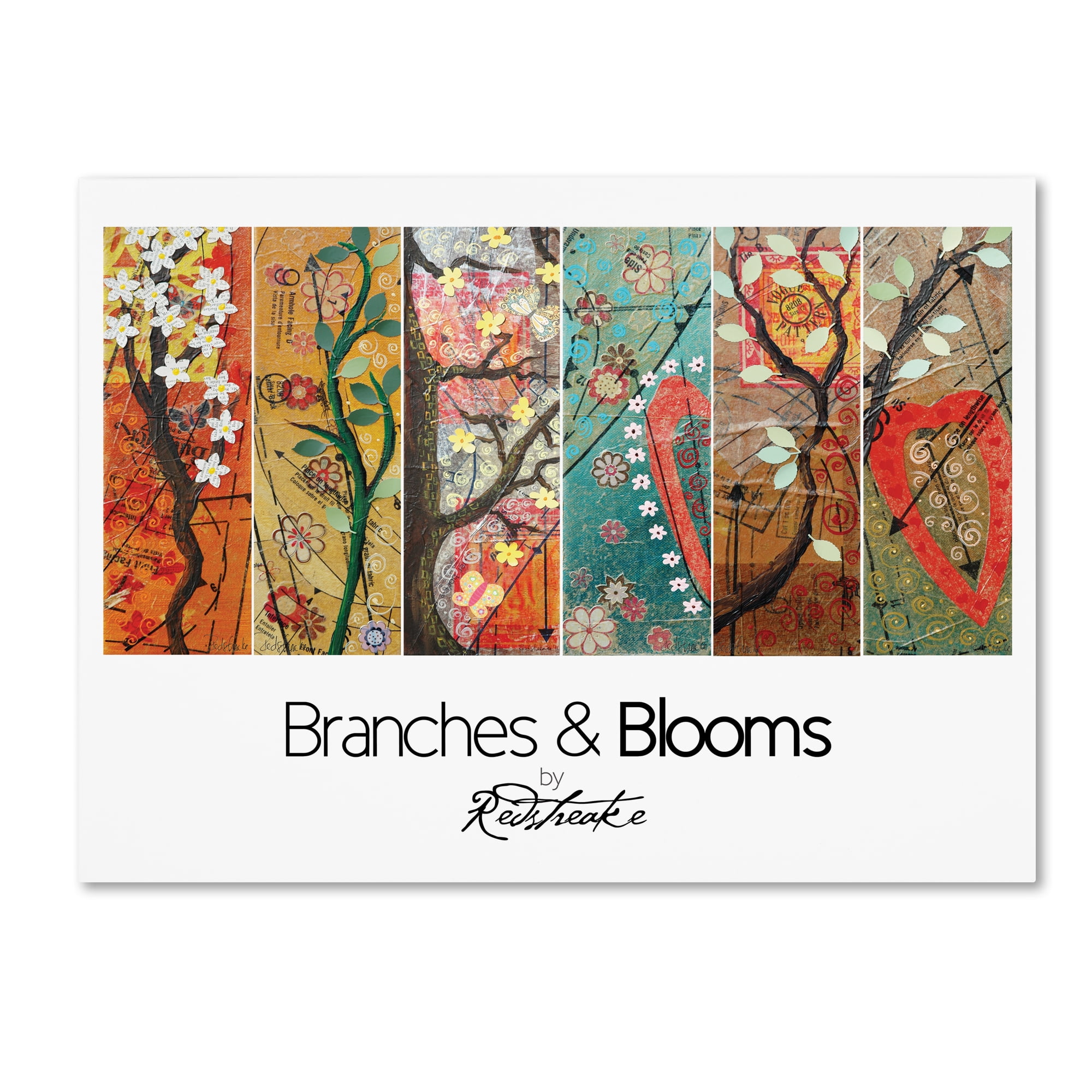 Trademark Fine Art "Pattern Collage Branches and Blooms" Canvas Art by Jennifer Redstreake