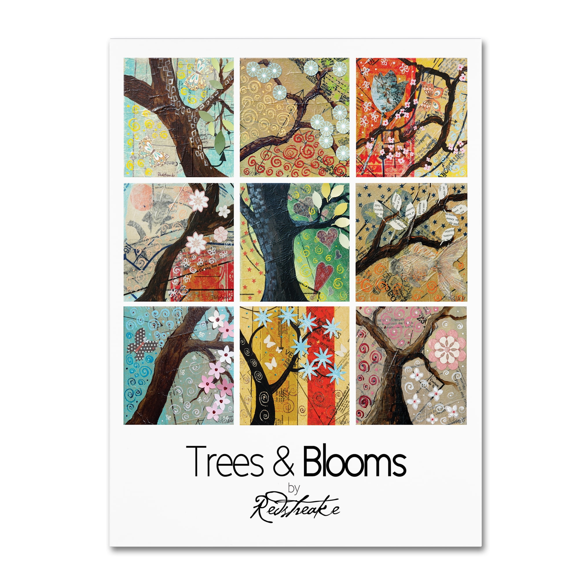 Trademark Fine Art "Pattern Collage Trees and Blooms" Canvas Art by Jennifer Redstreake