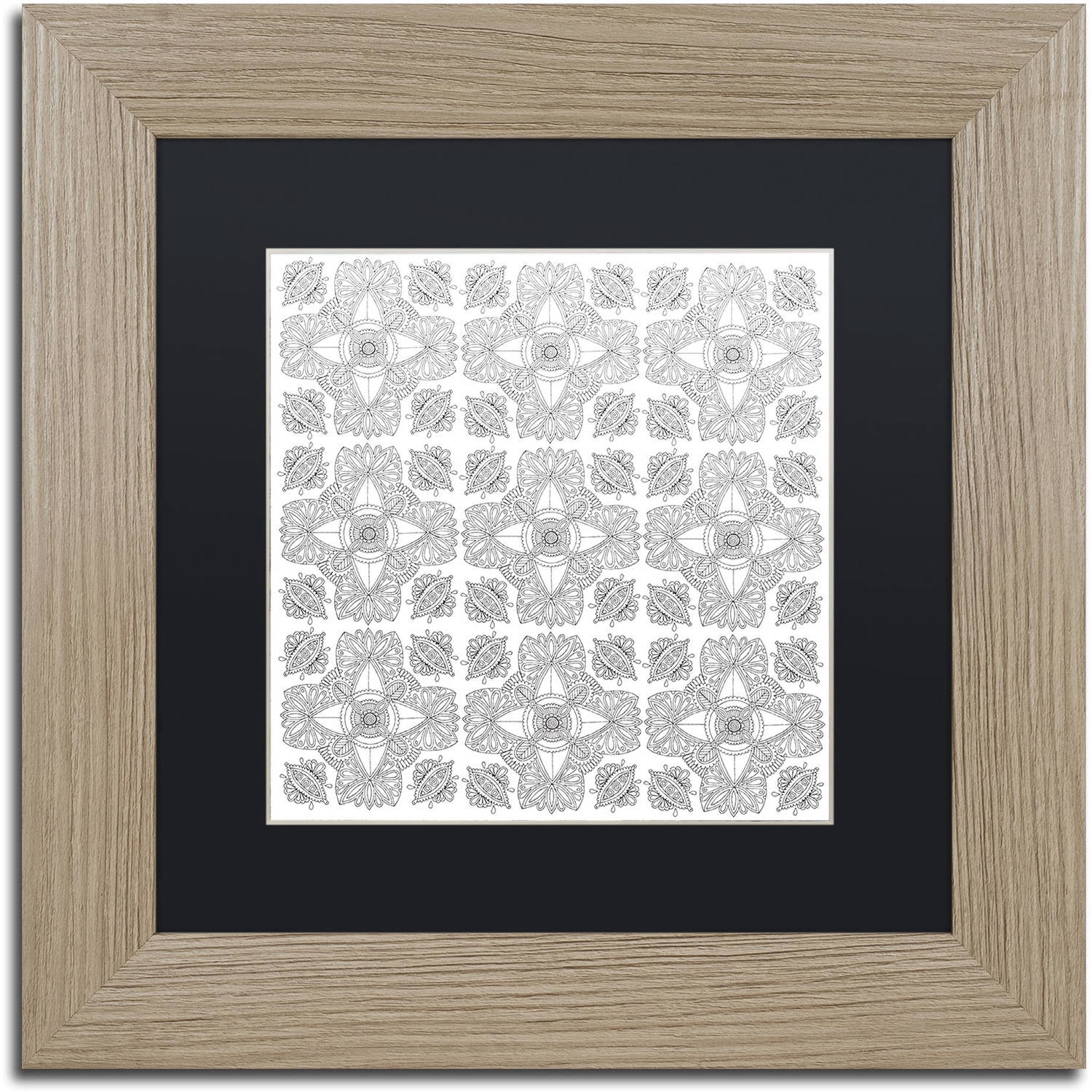 Trademark Fine Art "Pattern One" Canvas Art by Hello Angel, Black Matte, Birch Frame