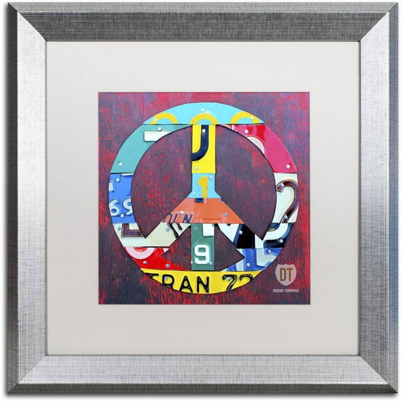 Trademark Fine Art 'Peace' Canvas Art by Design Turnpike, White Matte, Silver Frame