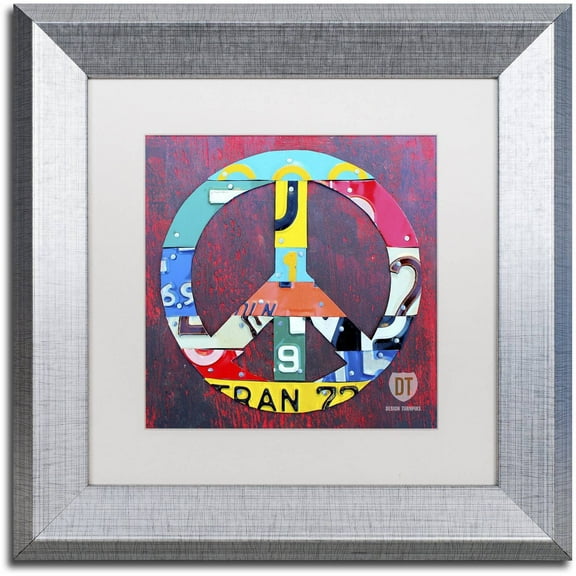Trademark Fine Art 'Peace' Canvas Art by Design Turnpike, White Matte, Silver Frame