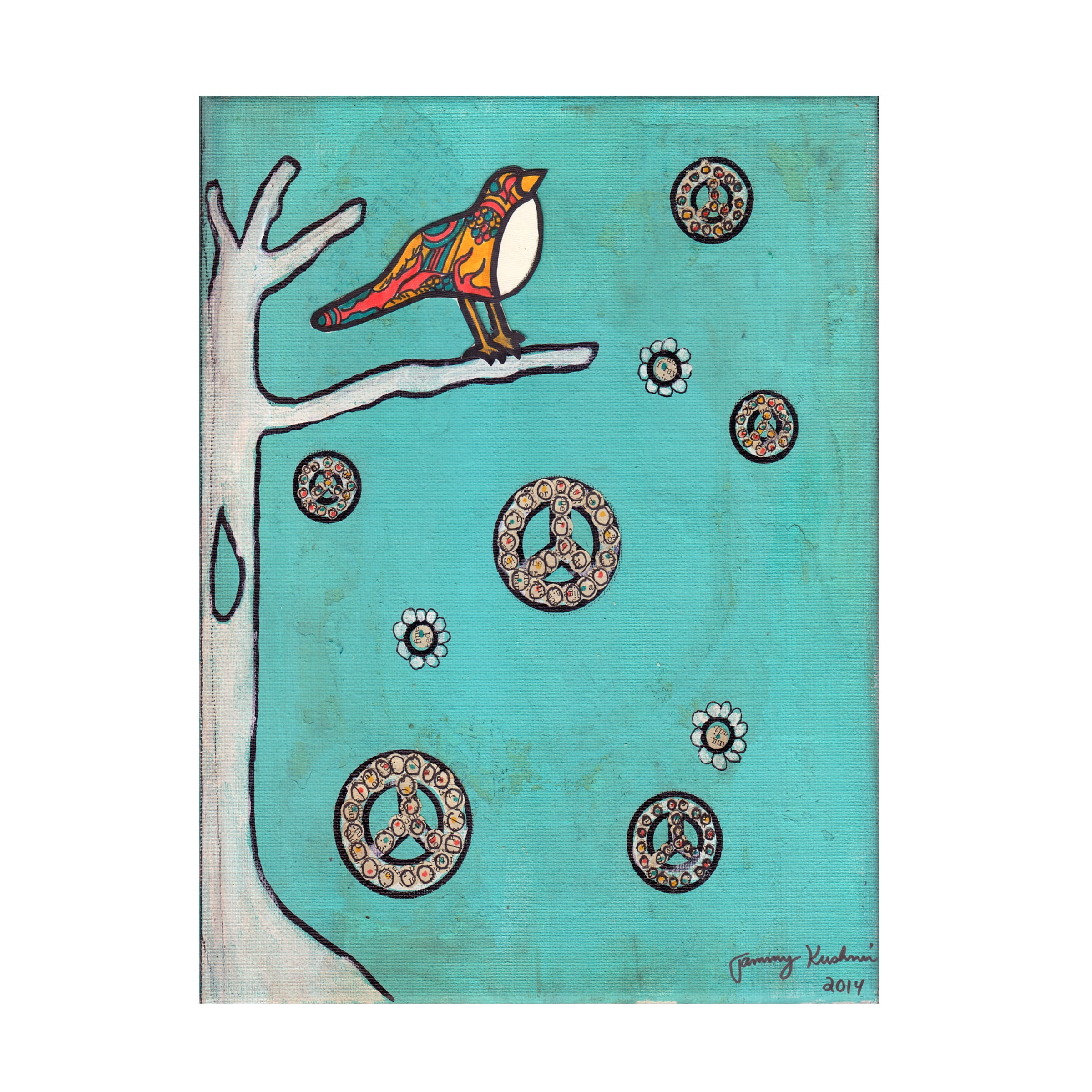 Trademark Fine Art 'Peace Sign Bird' Canvas Art by Tammy Kushnir