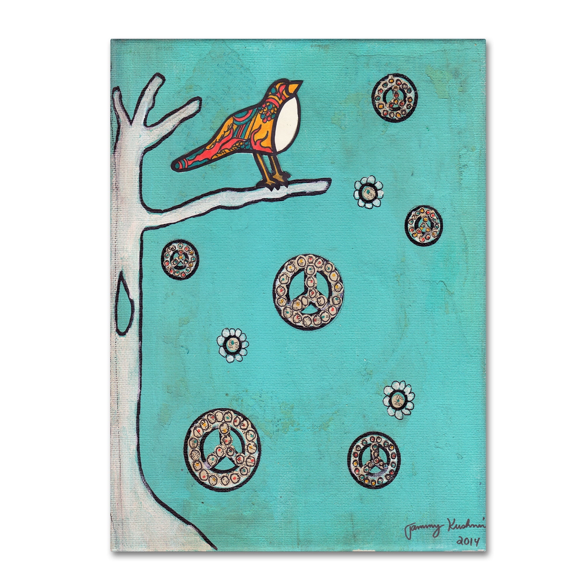 Trademark Fine Art 'Peace Sign Bird' Canvas Art by Tammy Kushnir
