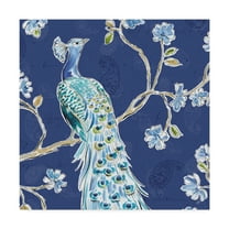 Trademark Fine Art 'Peacock Allegory III Blue' Canvas Art by Daphne Brissonnet