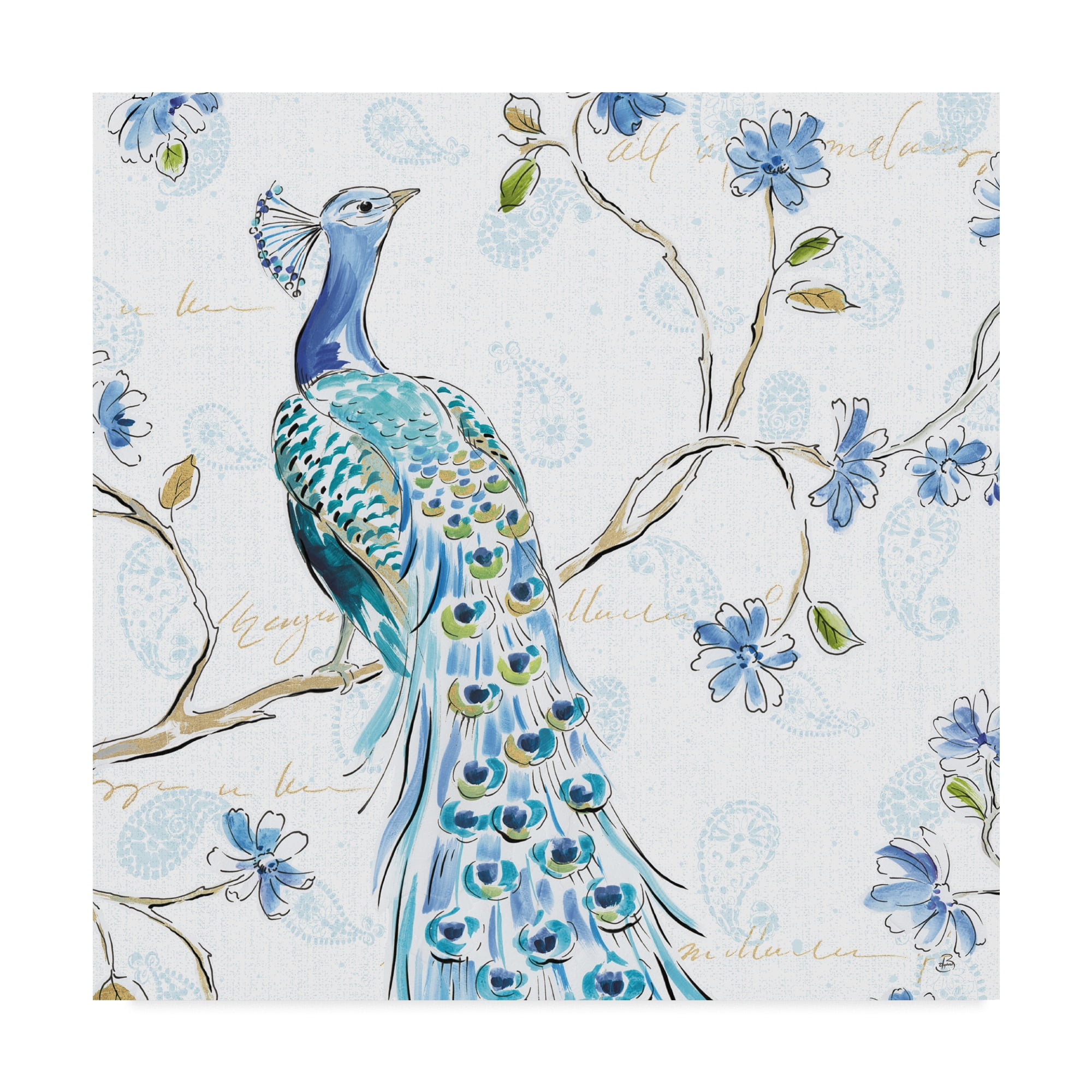 Trademark Fine Art 'Peacock Allegory III White' Canvas Art by Daphne Brissonnet