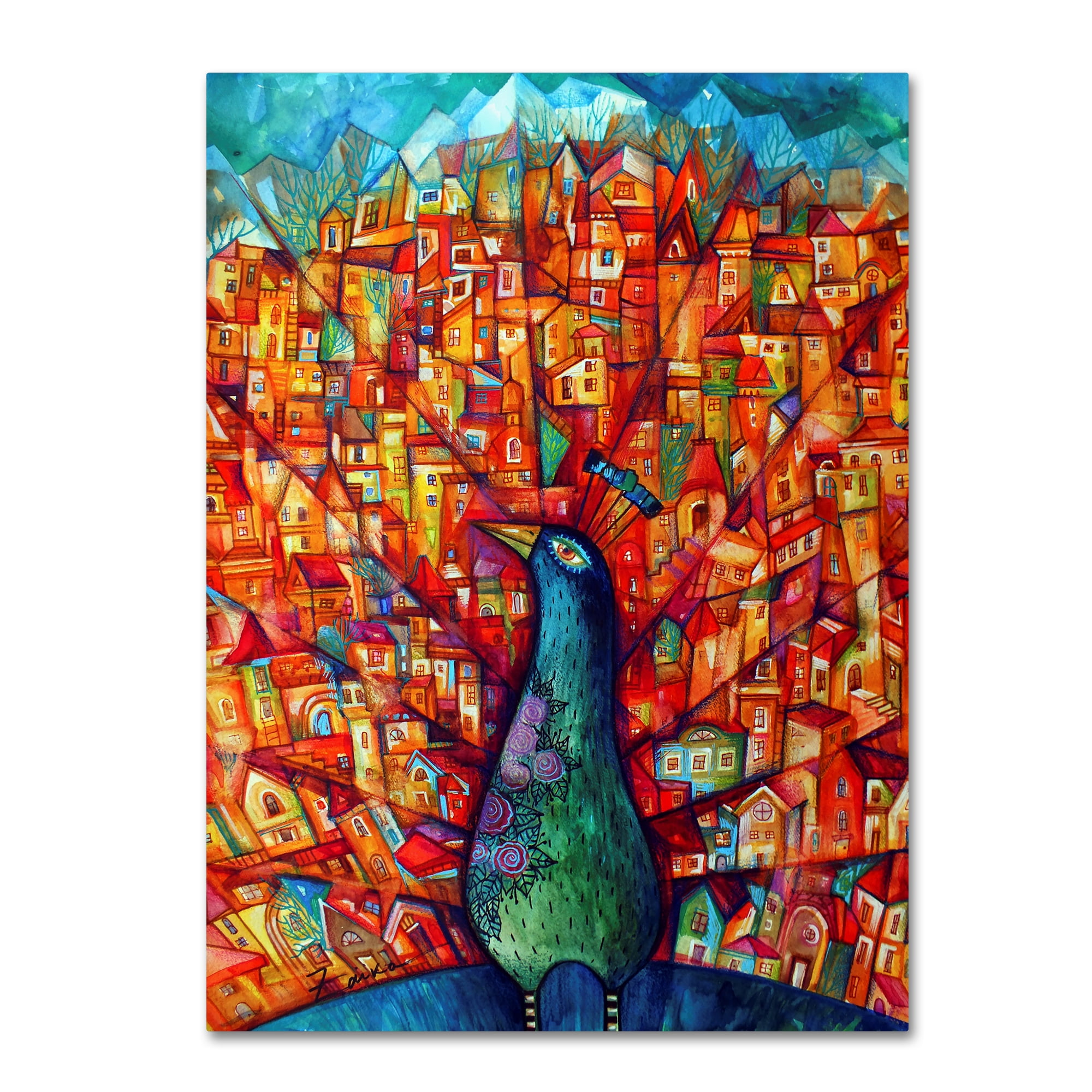 Trademark Fine Art 'Peacock' Canvas Art by Oxana Ziaka