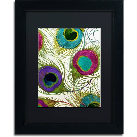 Trademark Fine Art "Peacock Feathers I" Canvas Art by Color Bakery Black Matte, Black Frame