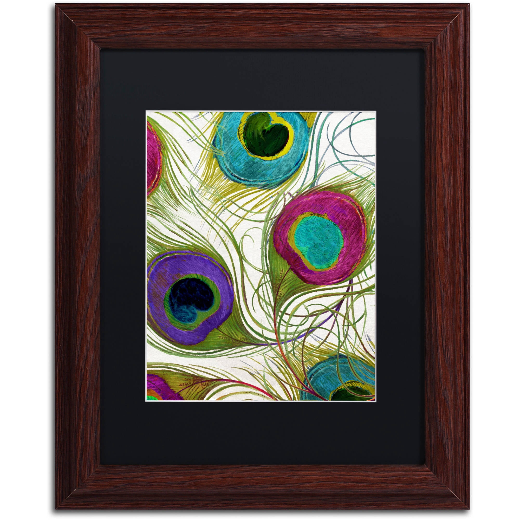 Trademark Fine Art "Peacock Feathers I" Canvas Art by Color Bakery Black Matte, Wood Frame