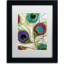 Trademark Fine Art "Peacock Feathers I" Canvas Art by Color Bakery White Matte, Black Frame