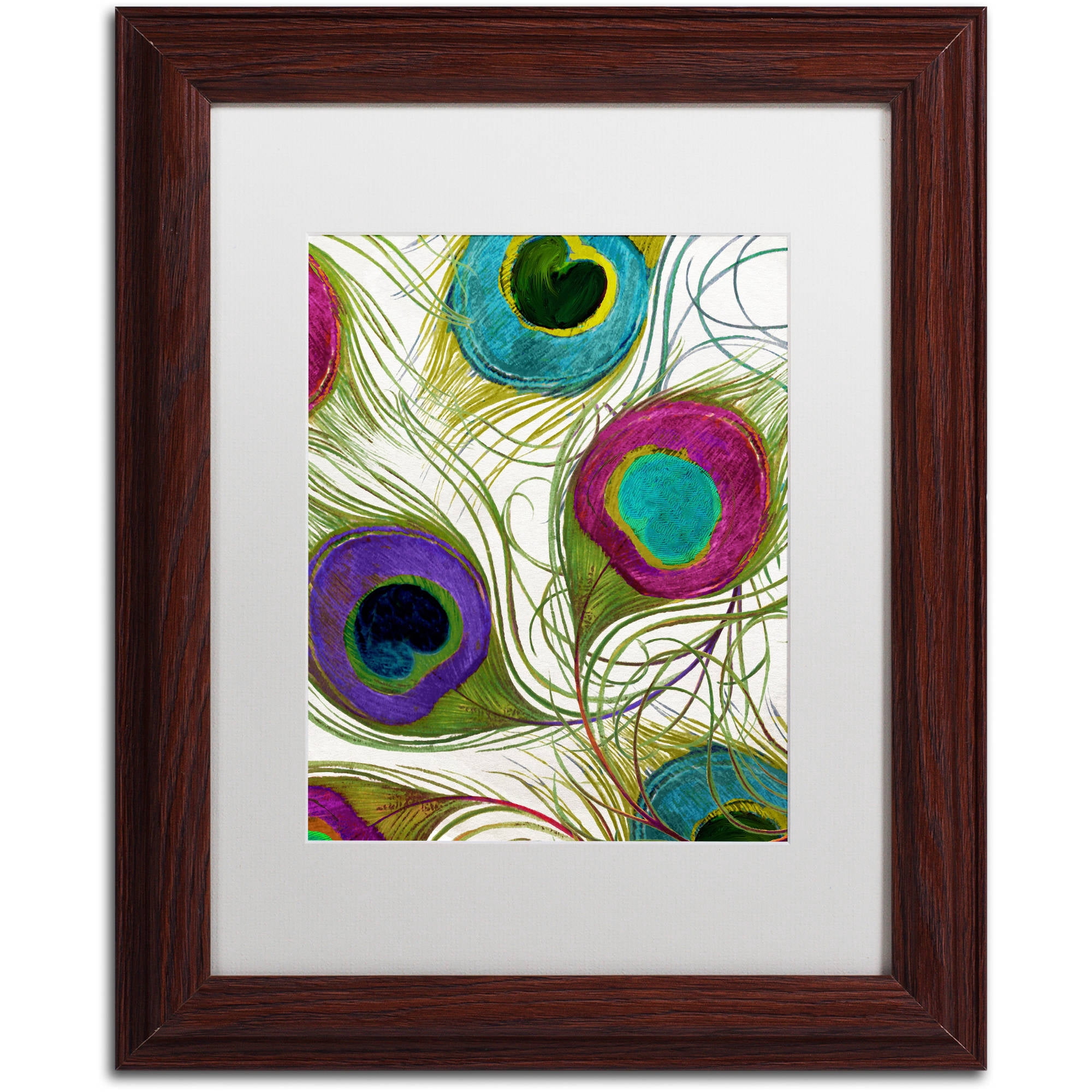 Trademark Fine Art "Peacock Feathers I" Canvas Art by Color Bakery White Matte, Wood Frame