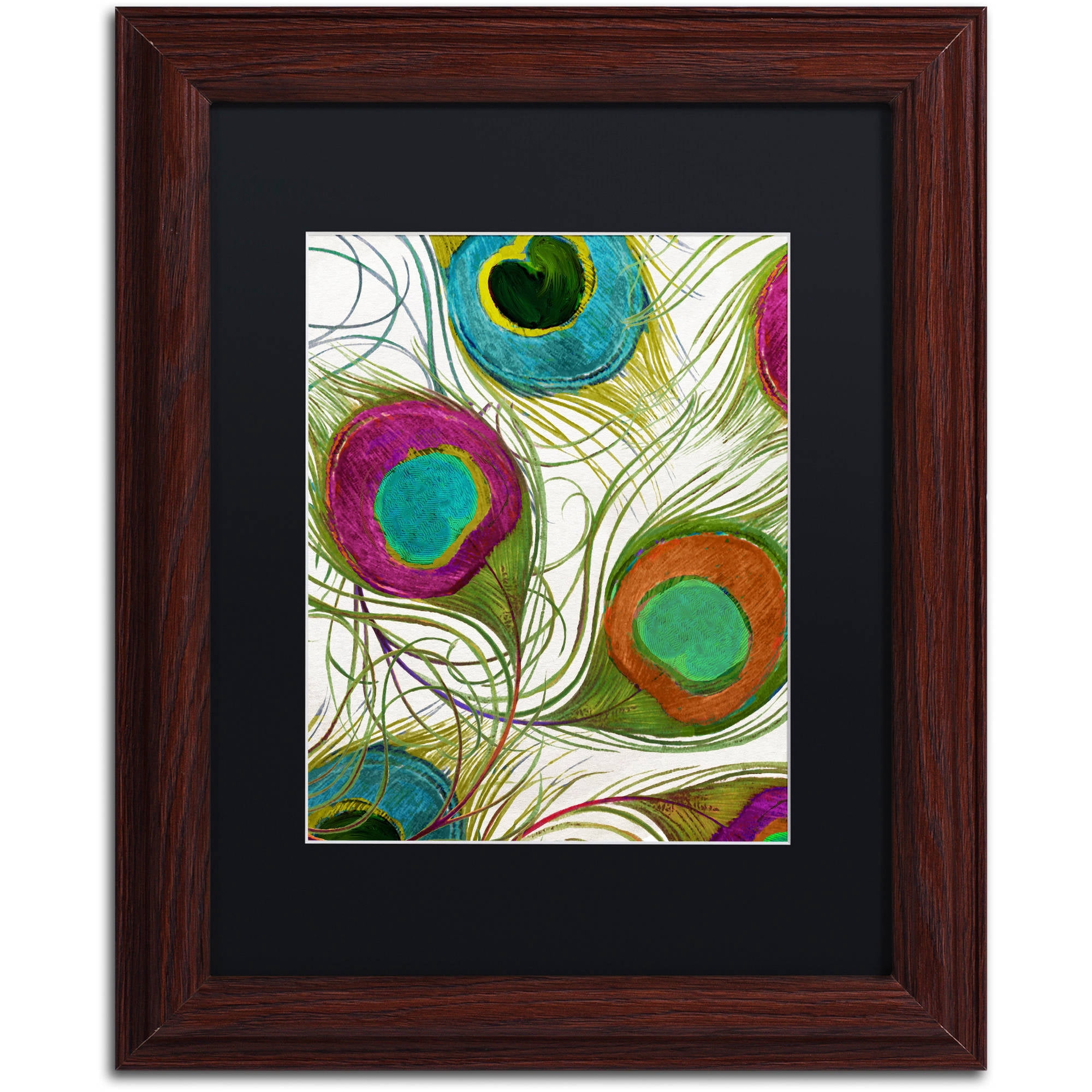 Trademark Fine Art "Peacock Feathers II" Canvas Art by Color Bakery Black Matte, Wood Frame