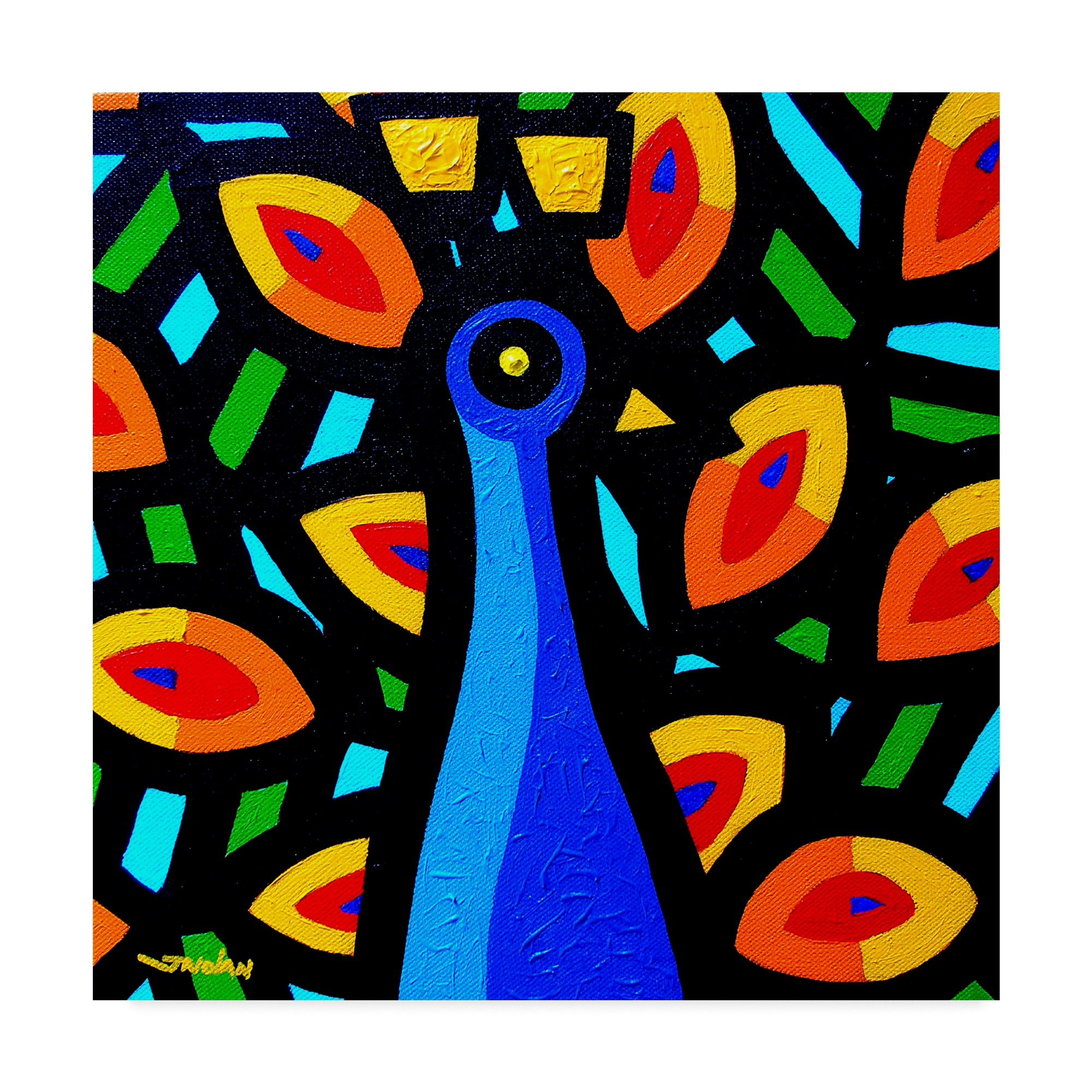 Trademark Fine Art 'Peacock Geo 3' Canvas Art by John Nolan