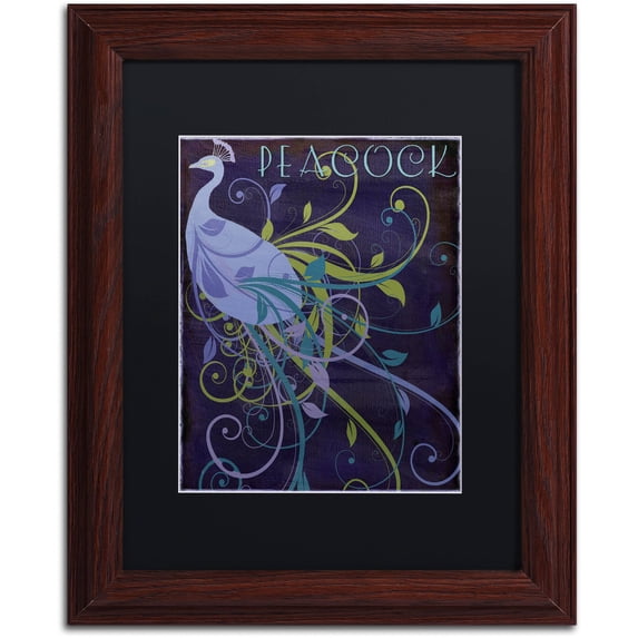 Trademark Fine Art "Peacock Nouveau II" Canvas Art by Color Bakery Black Matte, Wood Frame