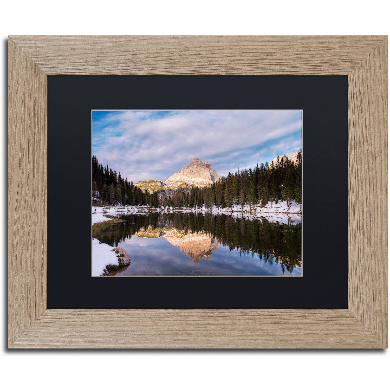 Trademark Fine Art "Peaks Of Lavaredo" Canvas Art by Michael Blanchette Photography Black Matte, Birch Frame