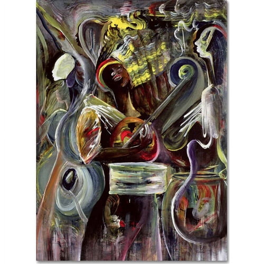 Abstract Multicolor Canvas Art with Guitar Player