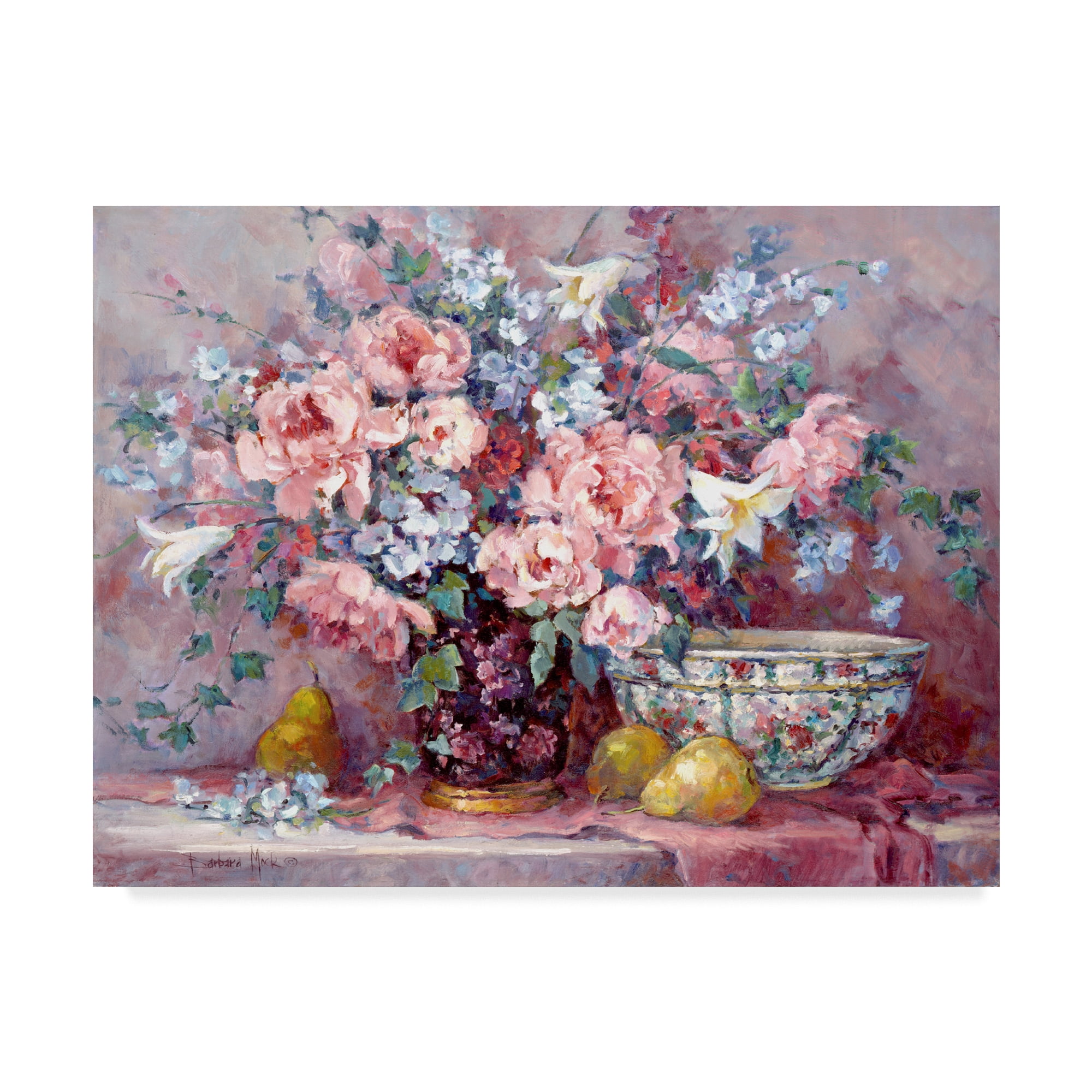 Trademark Fine Art 'Pears And Posies' Canvas Art by Barbara Mock