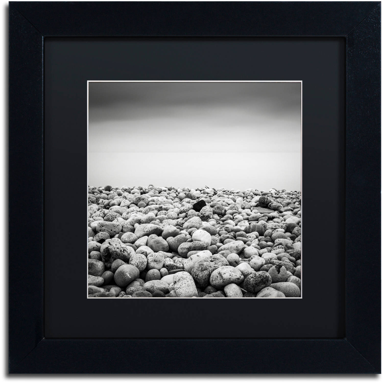 Trademark Fine Art "Pebble Beach" Canvas Art by Dave MacVicar, Black Matte, Black Frame
