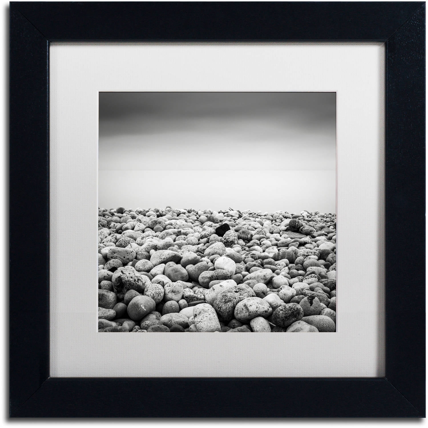 Trademark Fine Art "Pebble Beach" Canvas Art by Dave MacVicar, White Matte, Black Frame