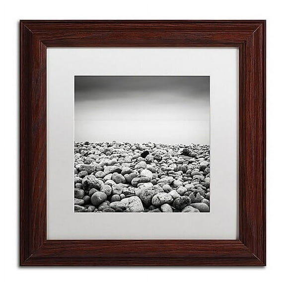 Trademark Fine Art "Pebble Beach" Canvas Art by Dave MacVicar, White Matte, Wood Frame