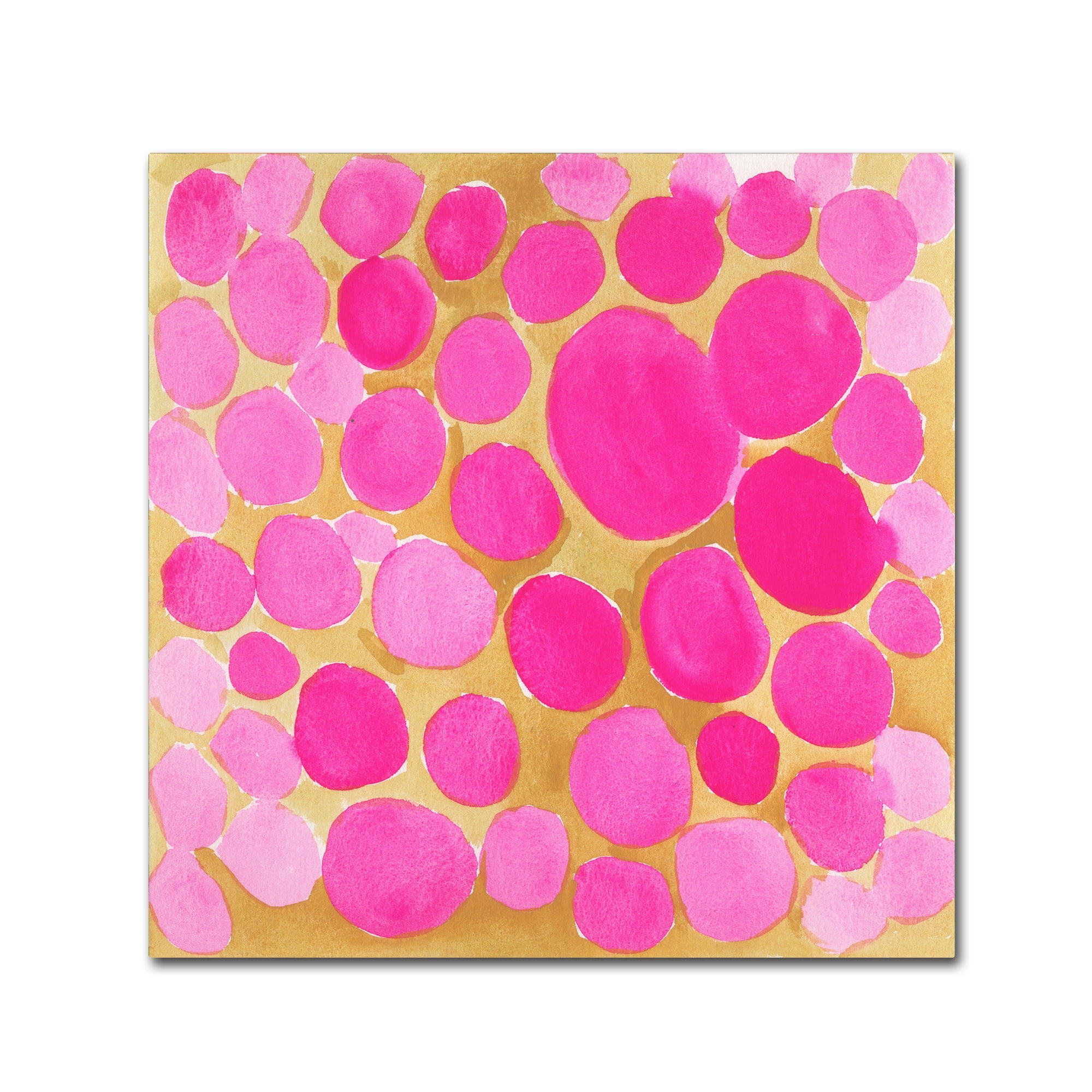 14" x 14" Pink and Gold Abstract Canvas Art