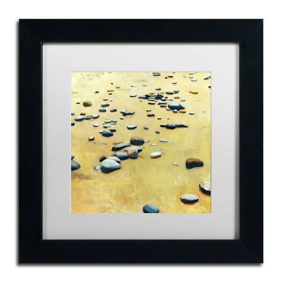 Trademark Fine Art "Pebbles on the Beach" Canvas Art by Michelle Calkins, White Matte, Black Frame