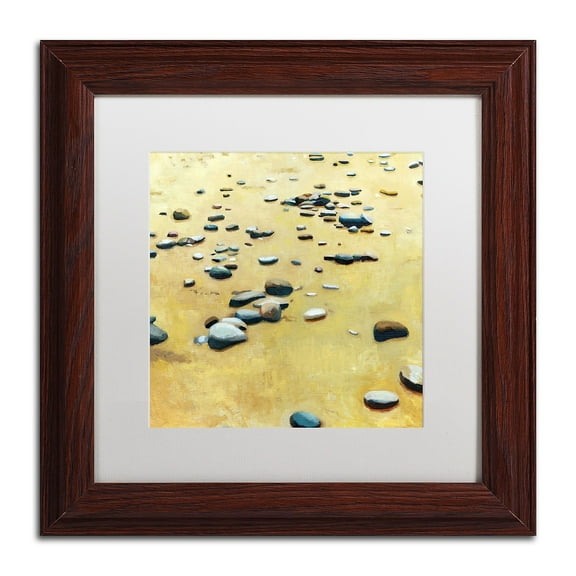 Trademark Fine Art "Pebbles on the Beach" Canvas Art by Michelle Calkins, White Matte, Wood Frame