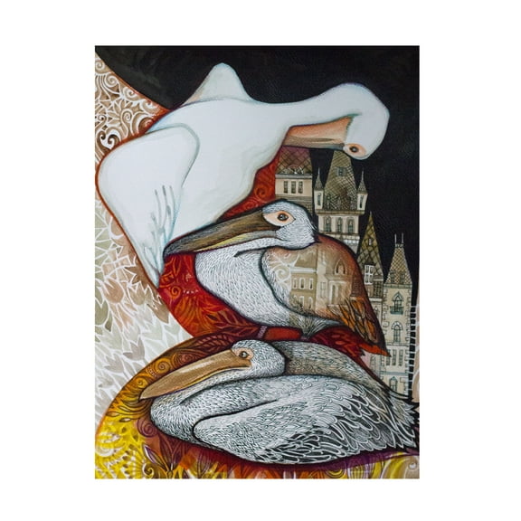 Trademark Fine Art 'Pelicans' Canvas Art by Oxana Ziaka