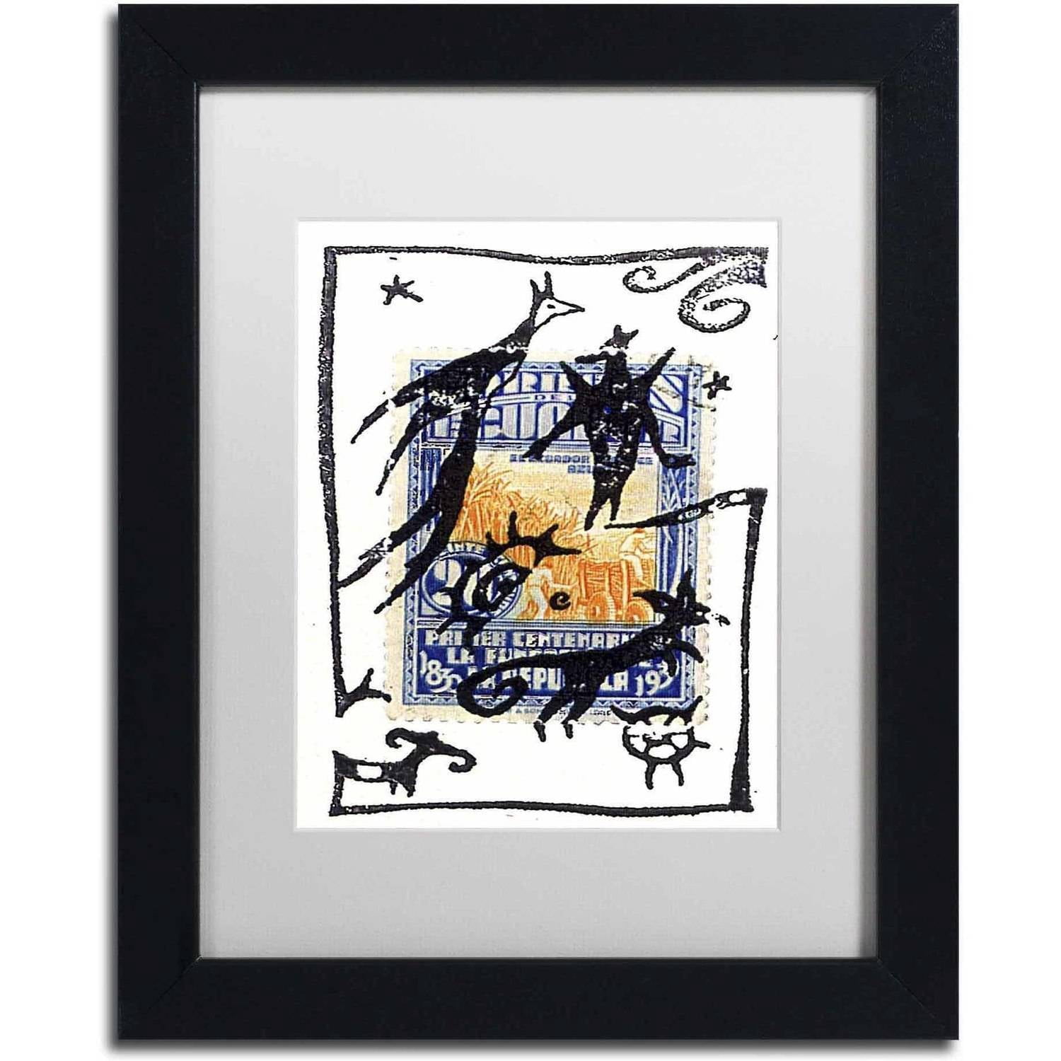 Trademark Fine Art 'Pelicos Stamp' Canvas Art by Nick Bantock, White Matte, Black Frame