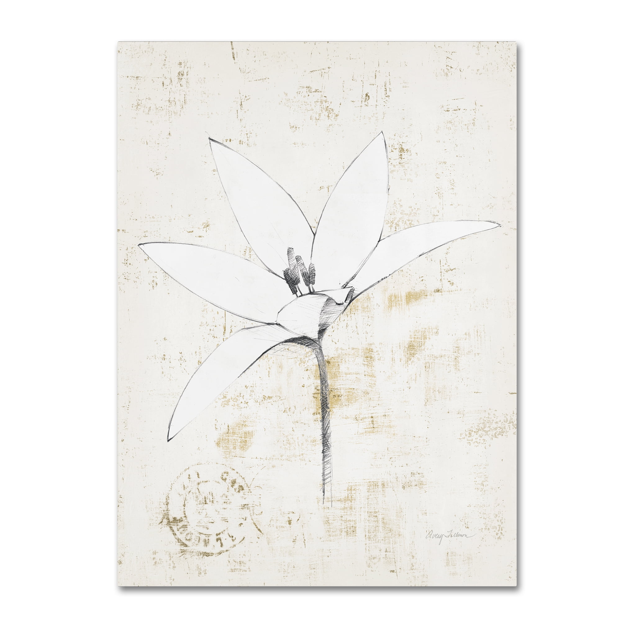 Trademark Fine Art 'Pencil Floral XII Gold' Canvas Art by Avery Tillmon