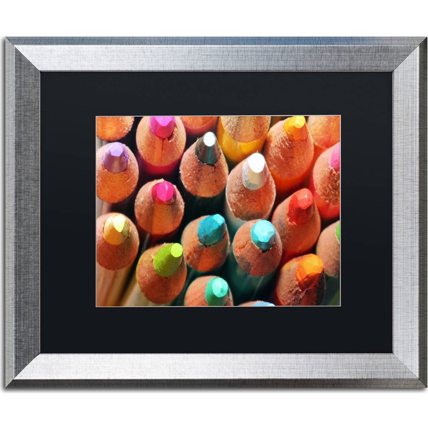 Trademark Fine Art "Pencils" Canvas Art by Jason Shaffer, Black Matte, Silver Frame