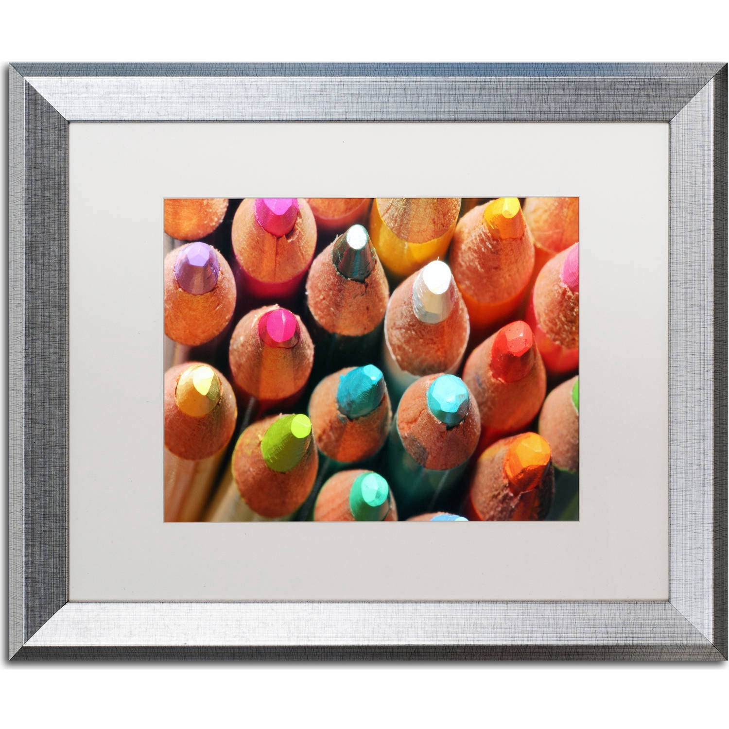 Trademark Fine Art "Pencils" Canvas Art by Jason Shaffer, White Matte, Silver Frame