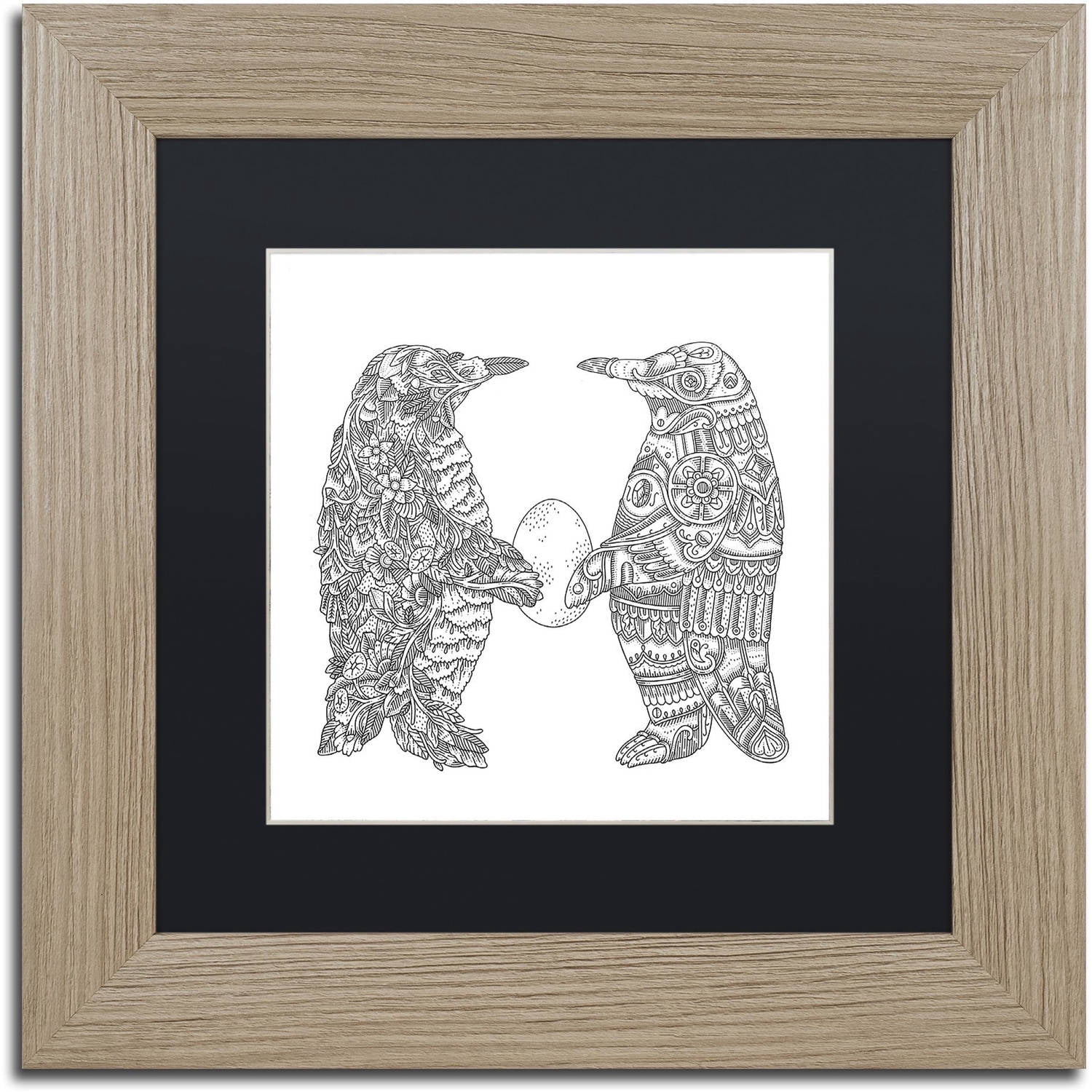 Trademark Fine Art "Penguin Lovers" Canvas Art by Filippo Cardu, Black Matte, Birch Frame
