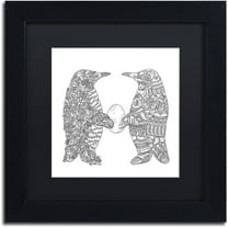 Trademark Fine Art "Penguin Lovers" Canvas Art by Filippo Cardu, Black Matte, Black Frame