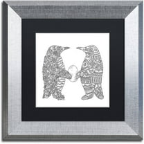 Trademark Fine Art "Penguin Lovers" Canvas Art by Filippo Cardu, Black Matte, Silver Frame