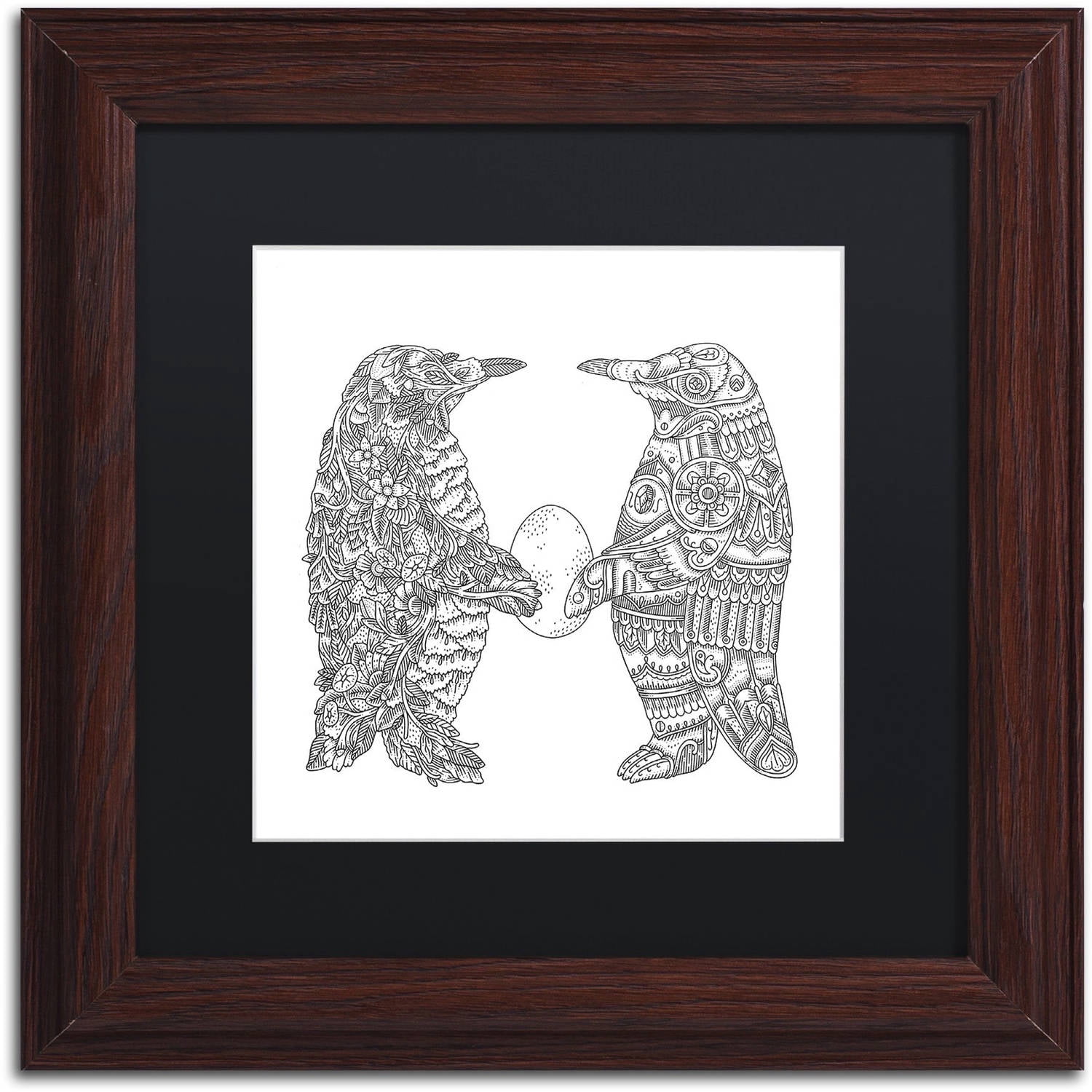 Trademark Fine Art "Penguin Lovers" Canvas Art by Filippo Cardu, Black Matte, Wood Frame