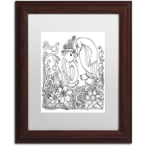 Trademark Fine Art "Penguins" Canvas Art by KCDoodleArt White Matte, Wood Frame