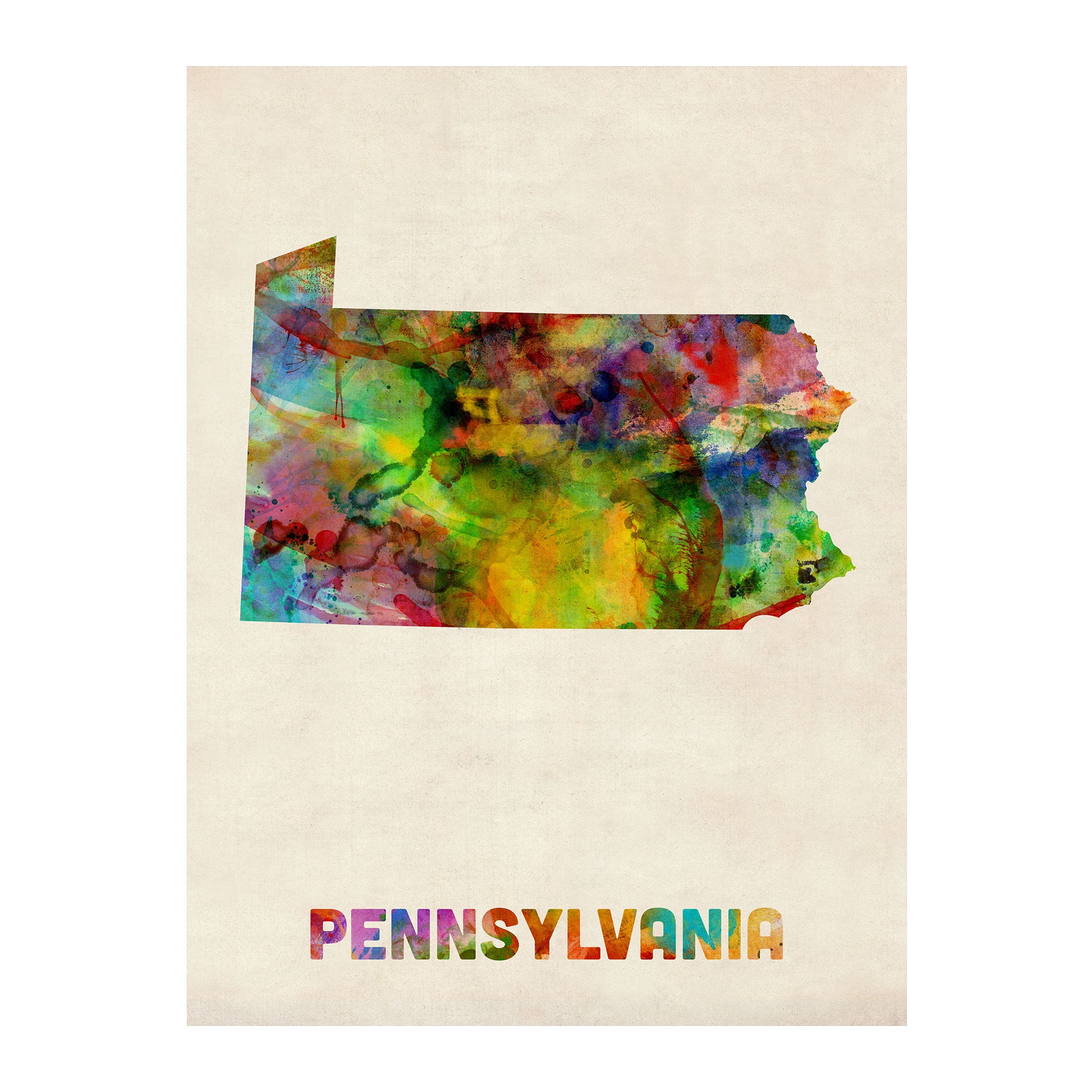 Trademark Fine Art "Pennsylvania Map" Canvas Wall Art by Michael Tompsett