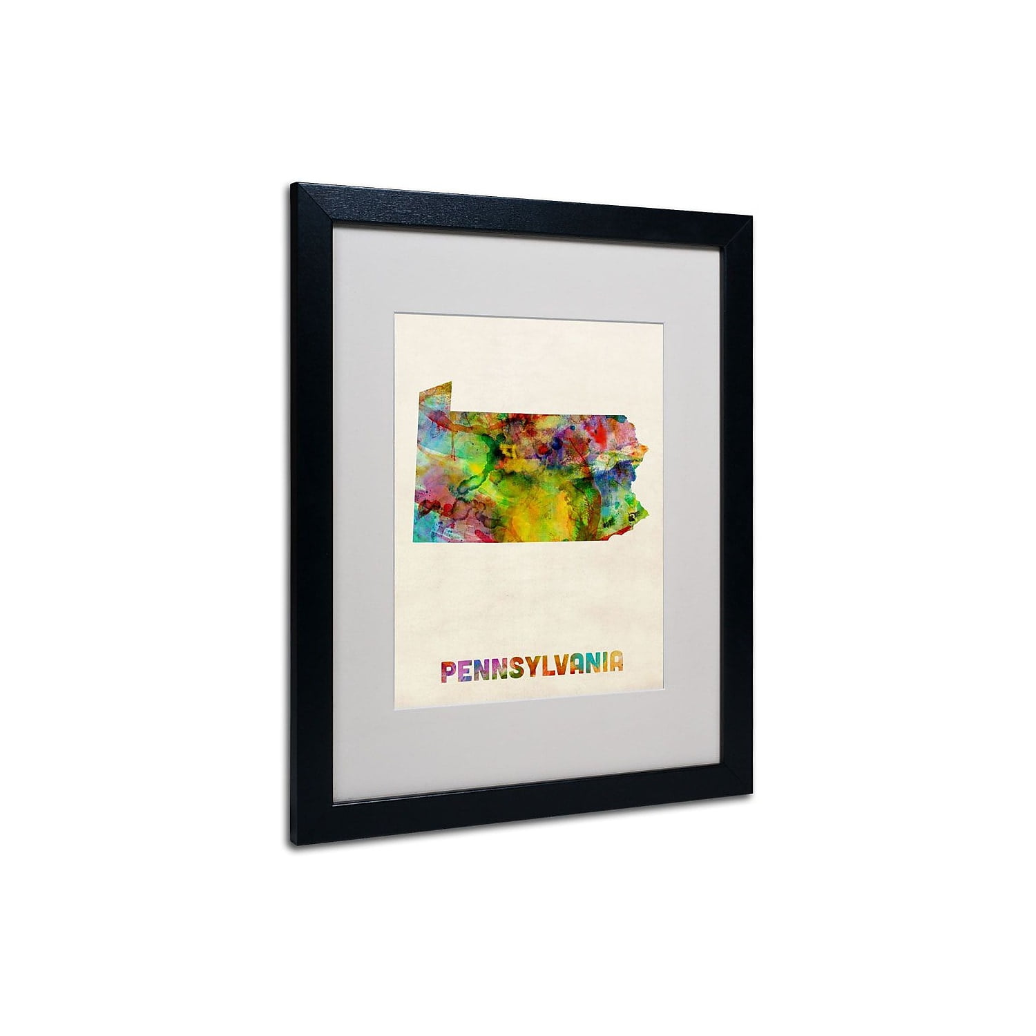 Trademark Fine Art "Pennsylvania Map" Matted Framed Art by Michael Tompsett, Black Frame