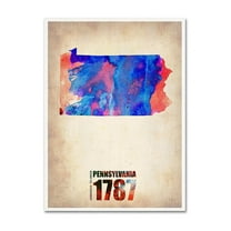 Trademark Fine Art "Pennsylvania Watercolor Map" Canvas Art by Naxart