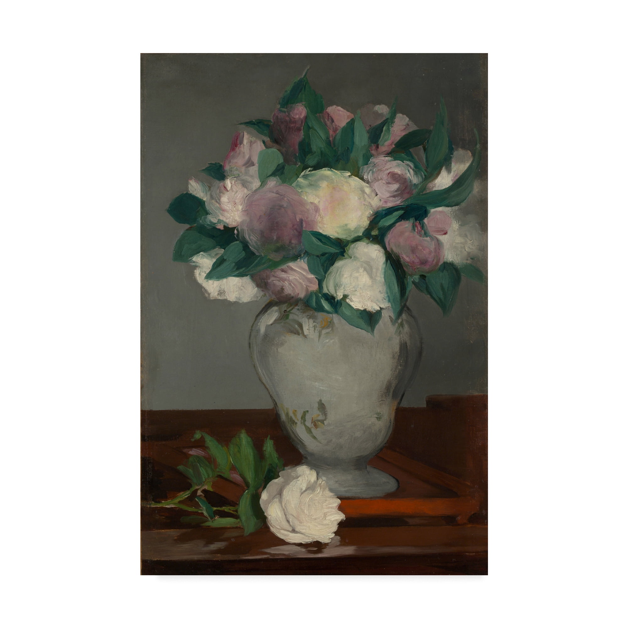 Edouard Manet Floral Peonies Canvas Art in Gray Frame