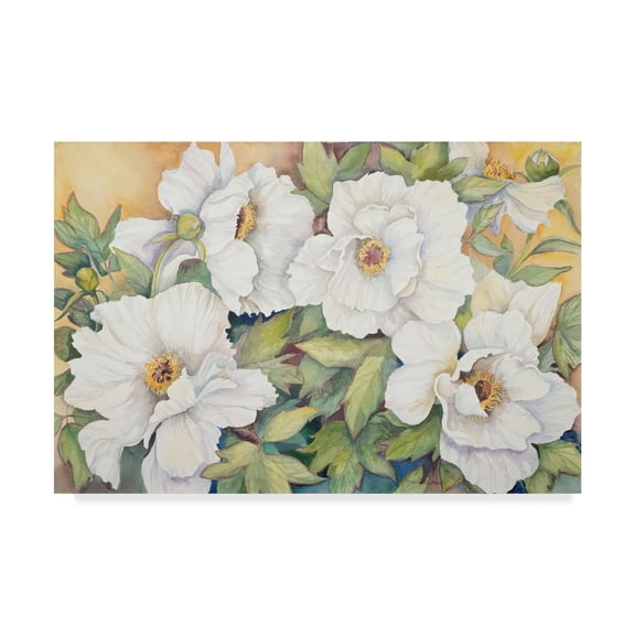 Trademark Fine Art 'Peonies Dressed In White' Canvas Art by Joanne Porter