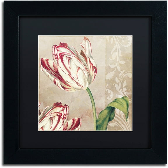 Trademark Fine Art "Peppermint Tulips I" Canvas Art by Color Bakery Black Matte, Black Frame
