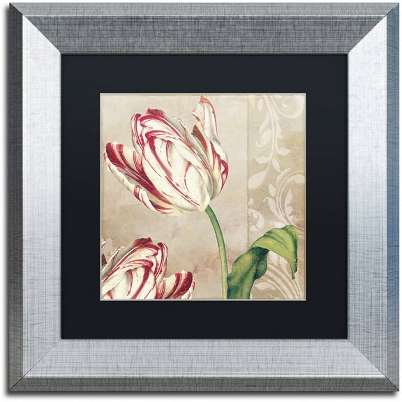 Trademark Fine Art "Peppermint Tulips I" Canvas Art by Color Bakery Black Matte, Silver Frame