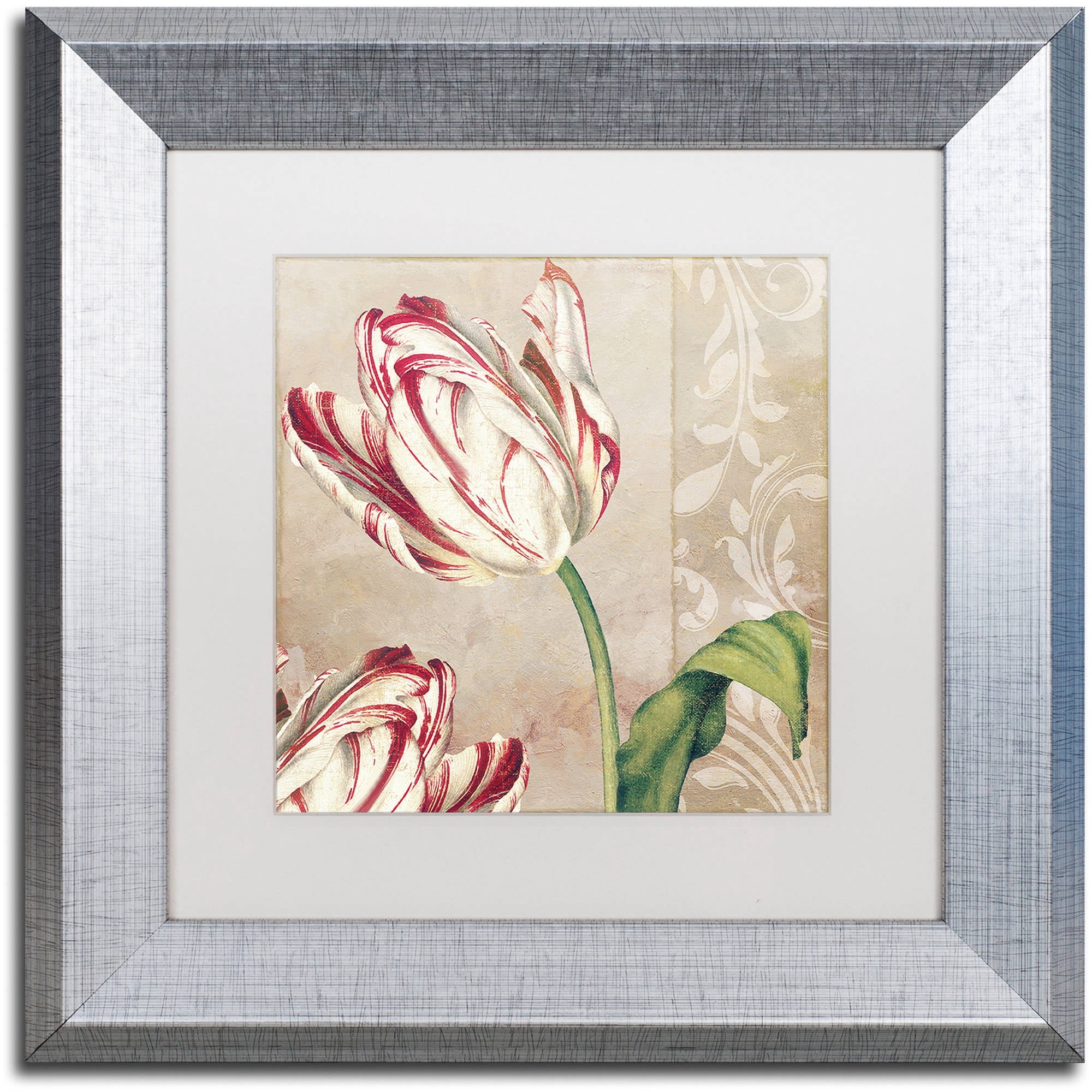 Trademark Fine Art "Peppermint Tulips I" Canvas Art by Color Bakery White Matte, Silver Frame
